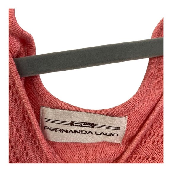 Fernanda Lago Coral Long Sleeve Open Knit Maxi Dress Lace Size S Romantic - Picture 3 of 12